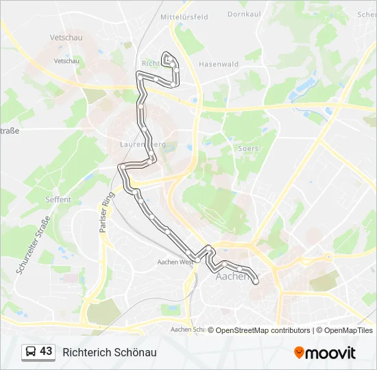 43 Bus Line Map