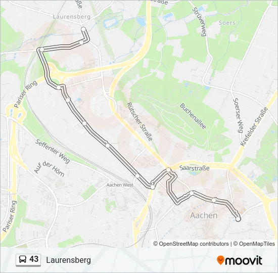 43 Bus Line Map