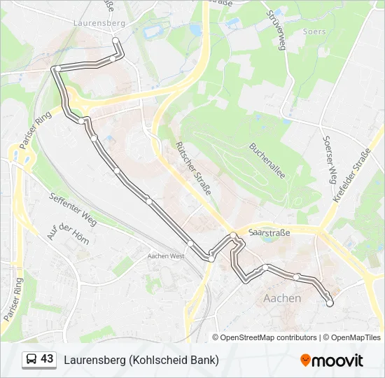 43 Bus Line Map