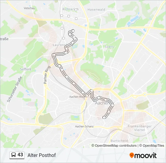 43 Bus Line Map