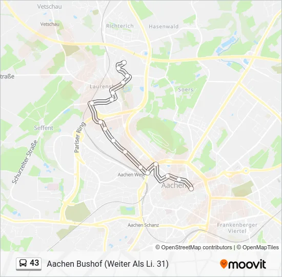 Автобус 43: карта маршрута