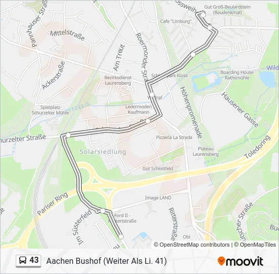 Автобус 43: карта маршрута