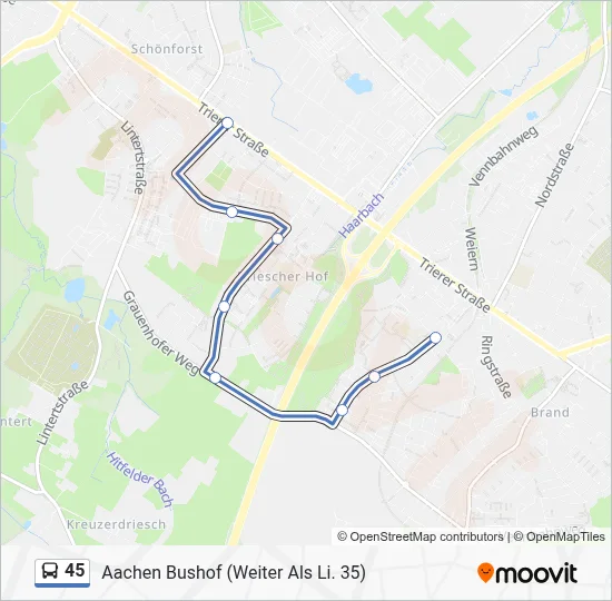 45 Bus Line Map