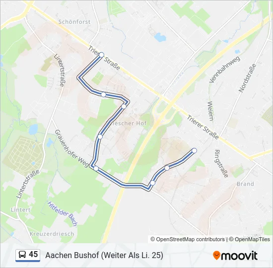 45 Bus Line Map