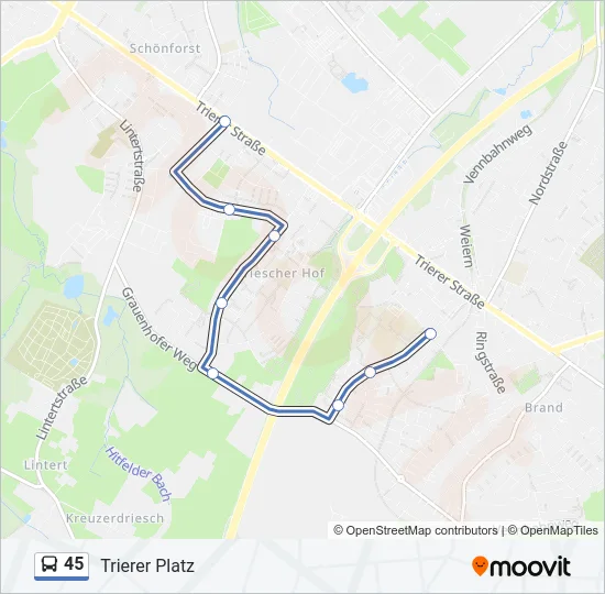 45 Bus Line Map