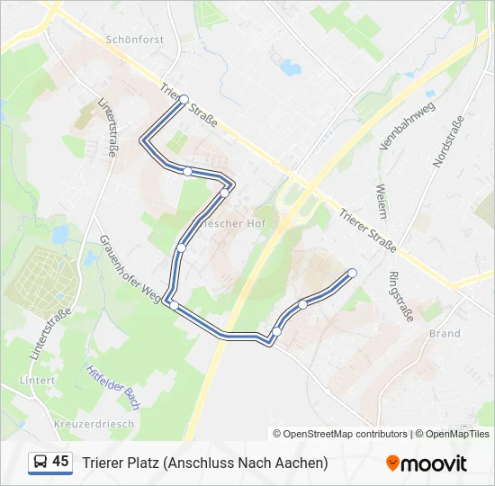 Автобус 45: карта маршрута