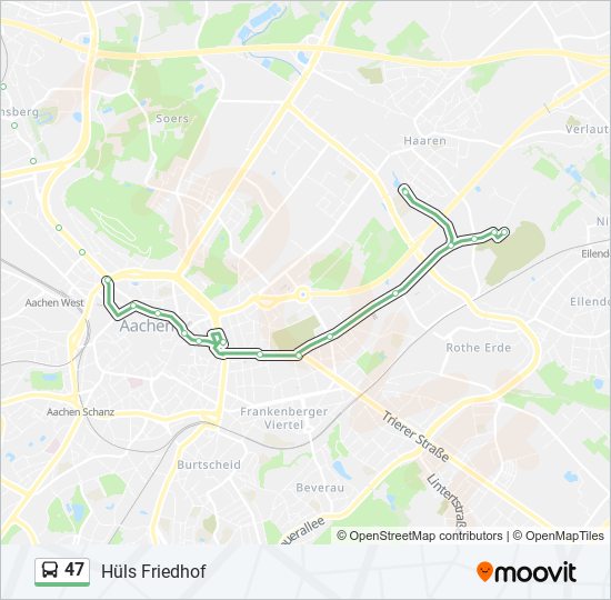 47 bus Line Map
