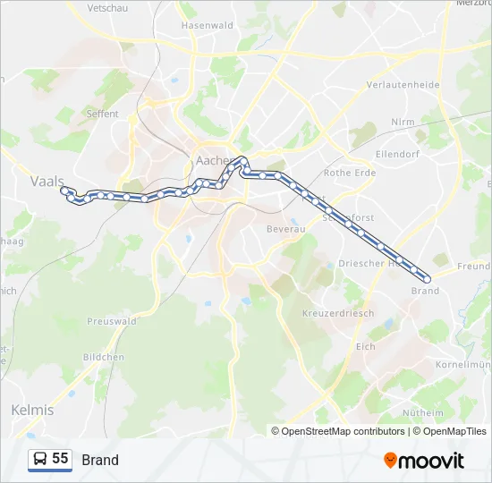 55 Bus Line Map