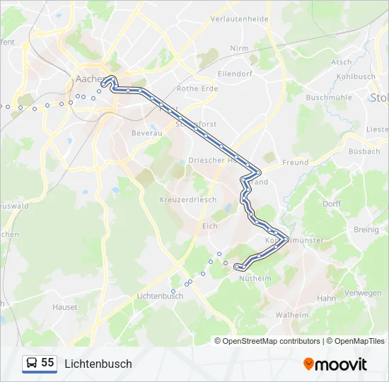 55 Bus Line Map