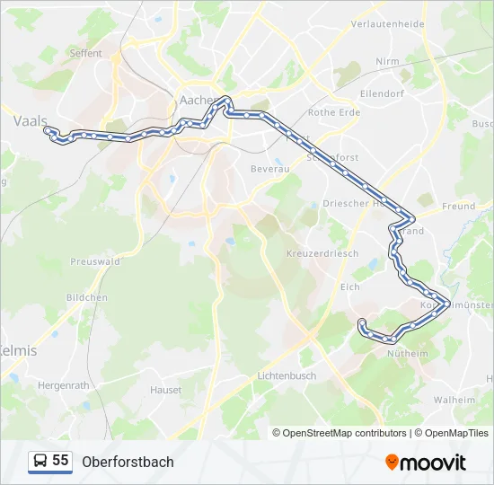 55 Bus Line Map