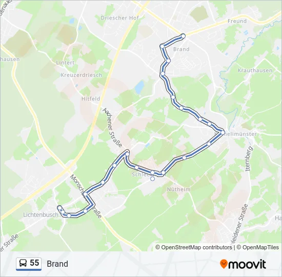 55 Bus Line Map