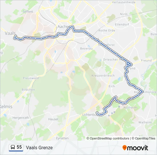 55 Bus Line Map