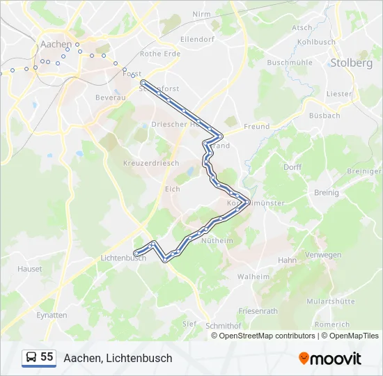 55 Bus Line Map