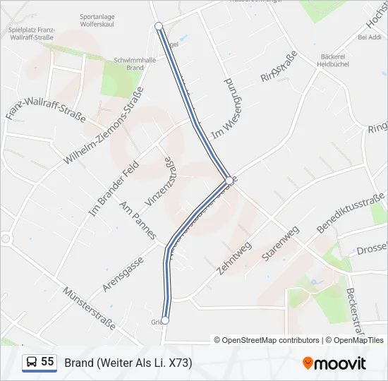 55 Bus Line Map