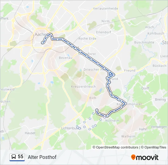 55 Bus Line Map