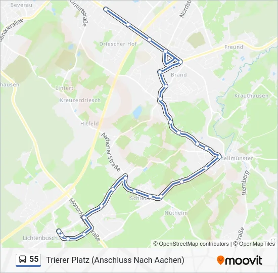 Автобус 55: карта маршрута