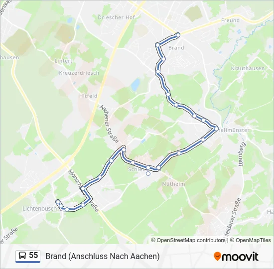 Автобус 55: карта маршрута