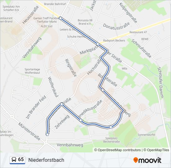 65 bus Line Map