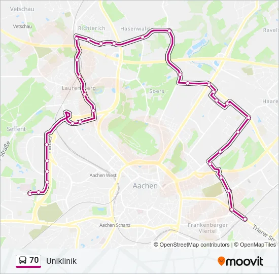 70 Bus Line Map