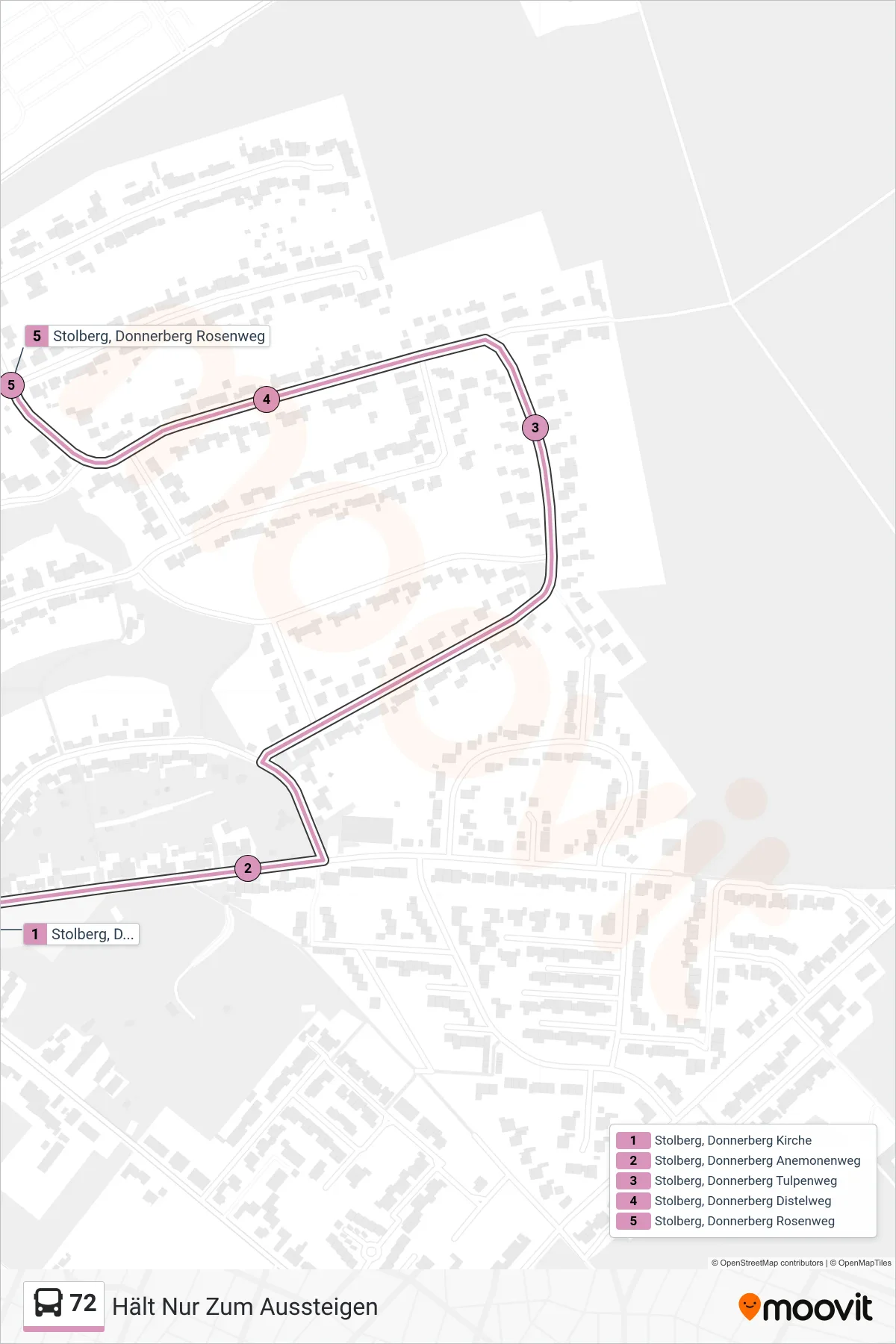 Linie 72 (Bus) Richtung Hält Nur Zum Aussteigen: Route und Haltestellen auf der Karte