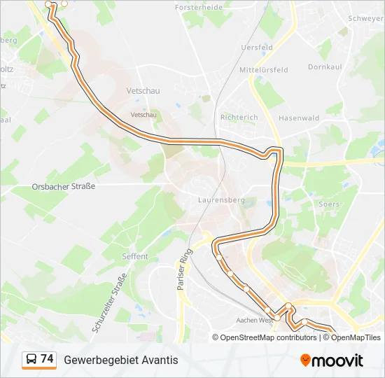 74 Bus Line Map