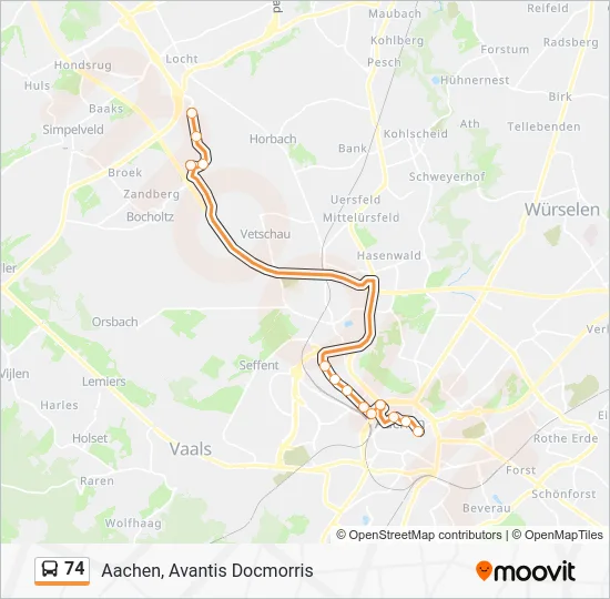 Автобус 74: карта маршрута