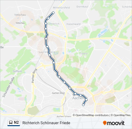 N2 Bus Line Map