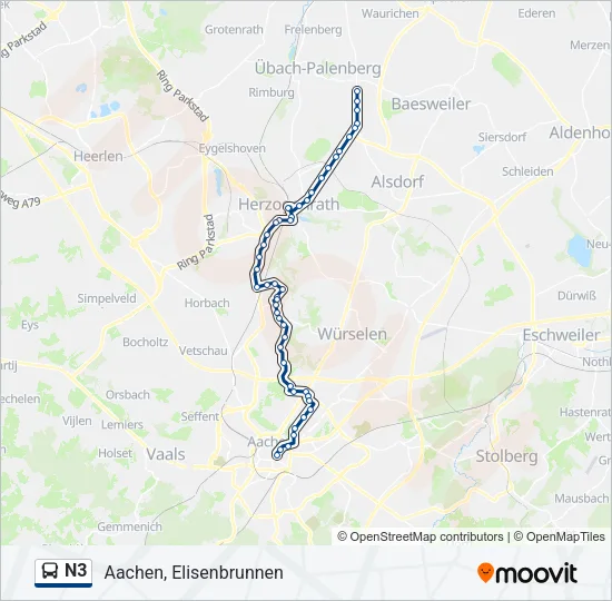 N3 Bus Line Map