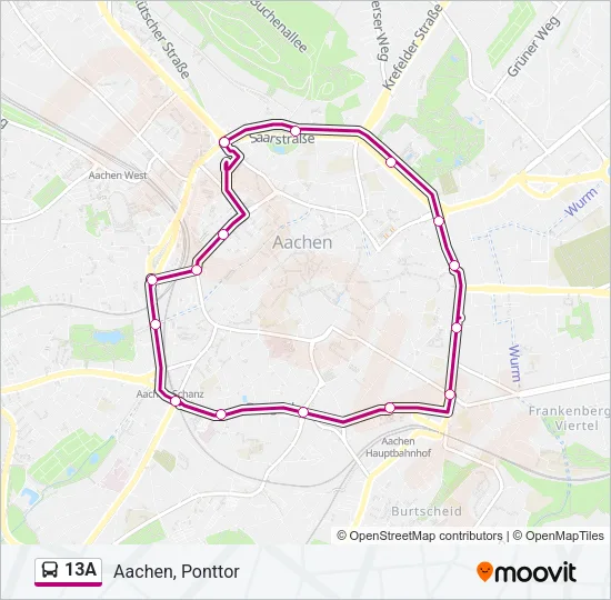 13A Bus Line Map