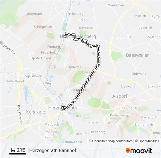 21E Bus Line Map