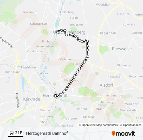 21E Bus Line Map