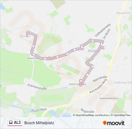 Автобус AL2: карта маршрута