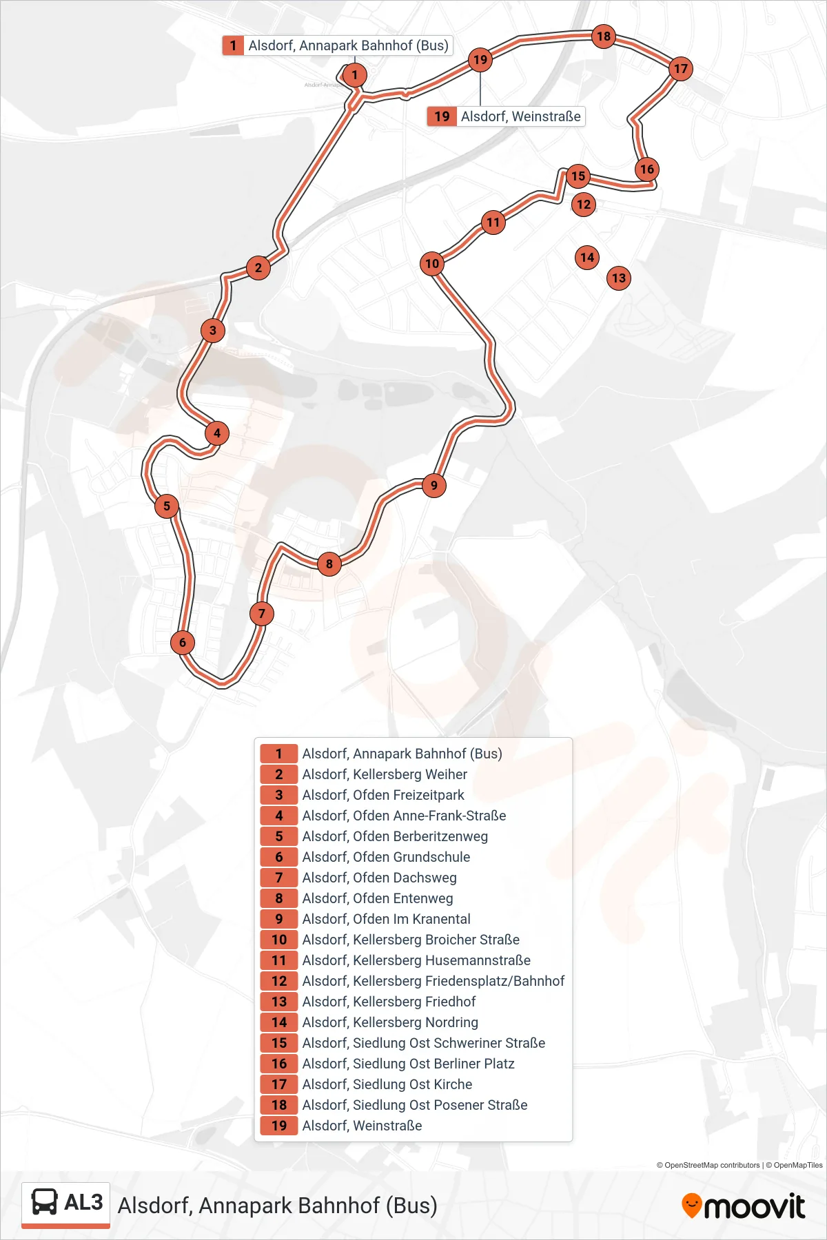 Linie AL3 (Bus) Richtung Alsdorf, Annapark Bahnhof (Bus): Route und Haltestellen auf der Karte