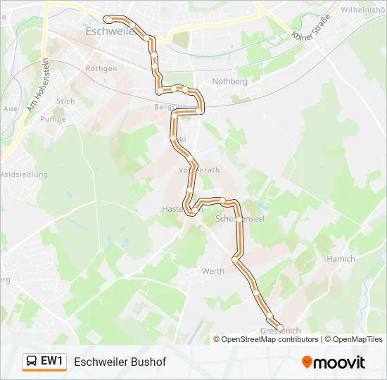 EW1 Bus Line Map