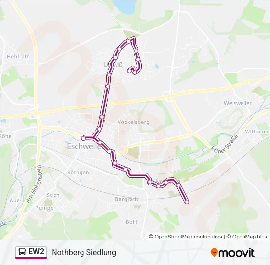 EW2 Bus Line Map