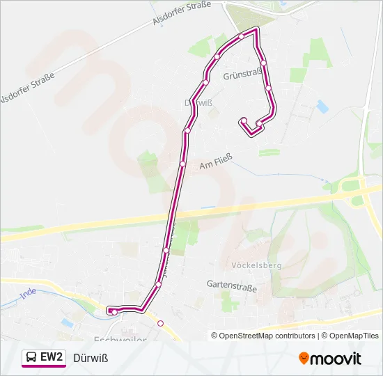EW2 Bus Line Map