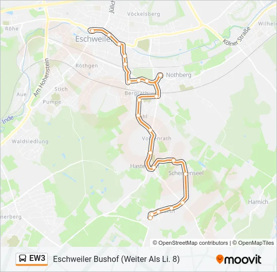 EW3 Bus Line Map