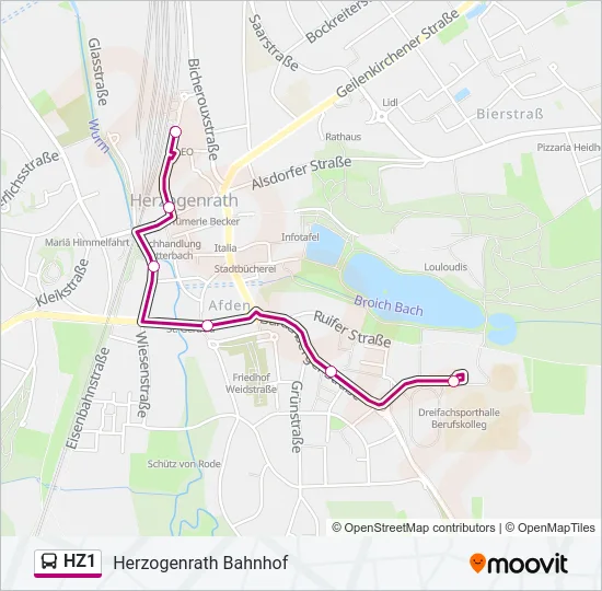 HZ1 Bus Line Map