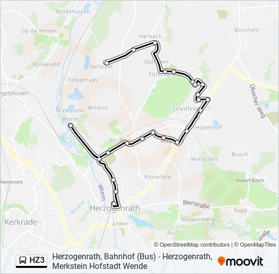 Автобус HZ3: карта маршрута