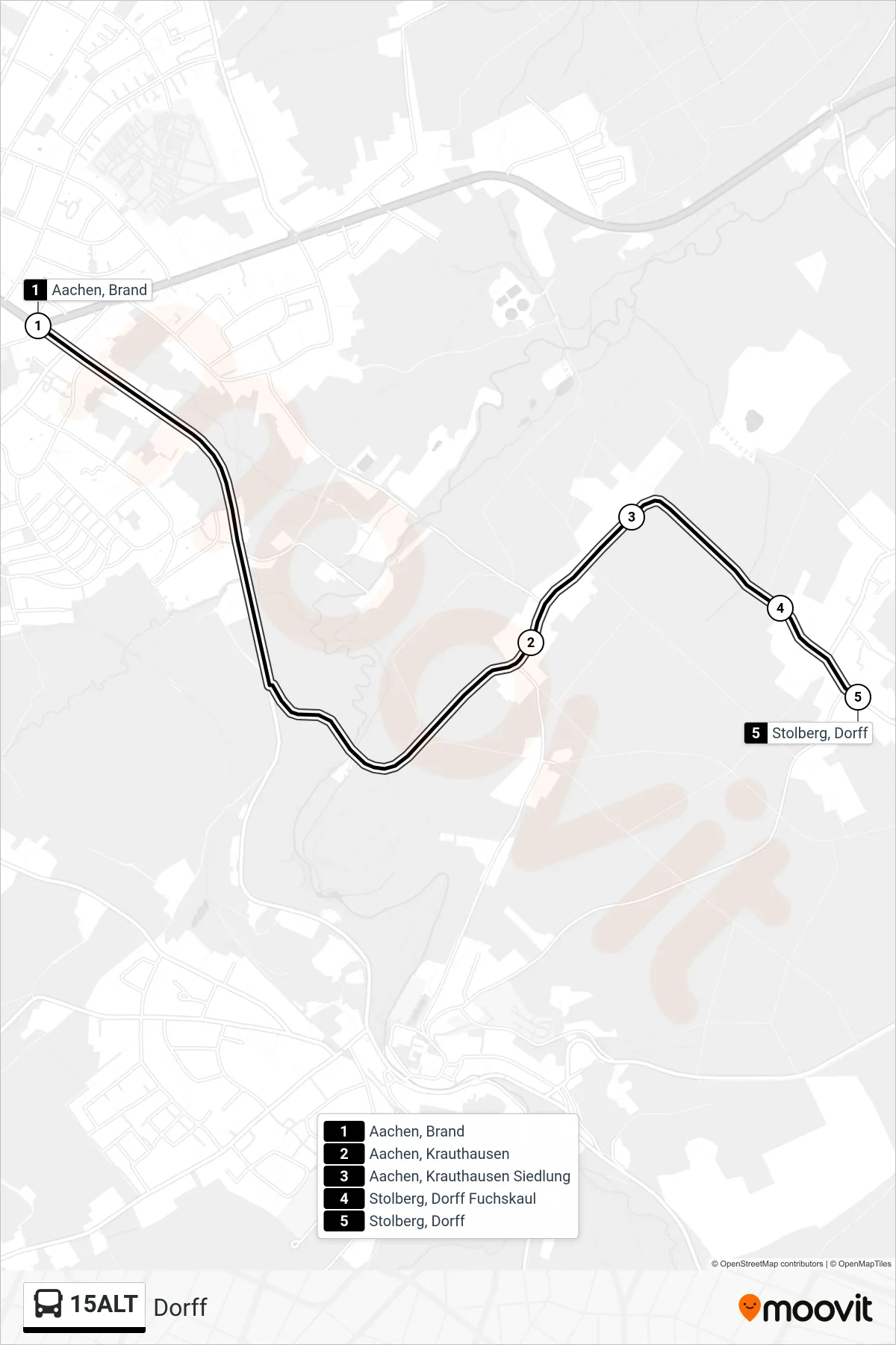 Linie 15ALT (Bus) Richtung Dorff: Route und Haltestellen auf der Karte