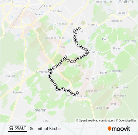55ALT Bus Line Map