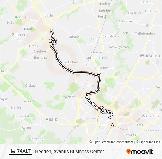 Автобус 74ALT: карта маршрута