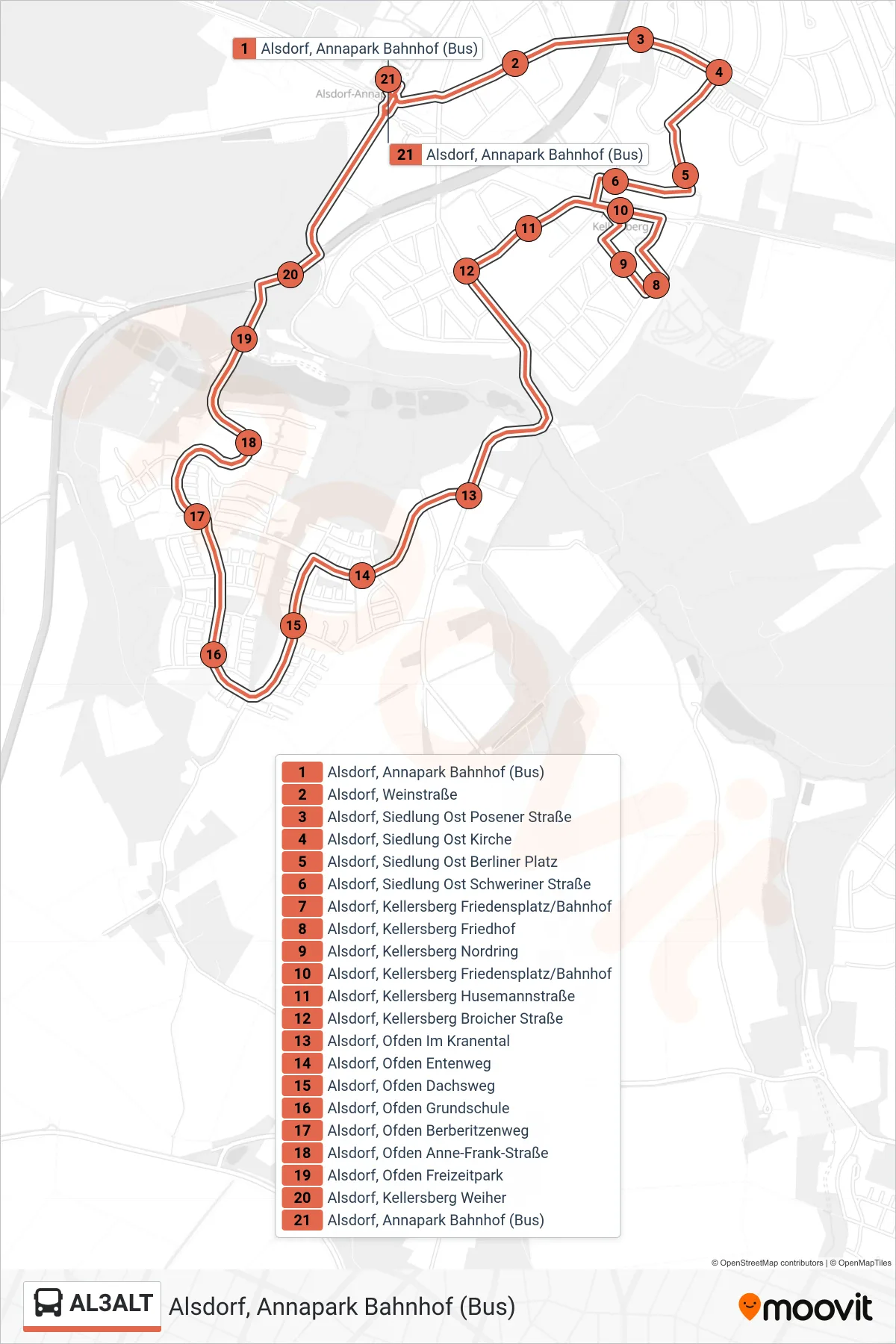 Linie AL3ALT (Bus) Richtung Alsdorf, Annapark Bahnhof (Bus): Route und Haltestellen auf der Karte