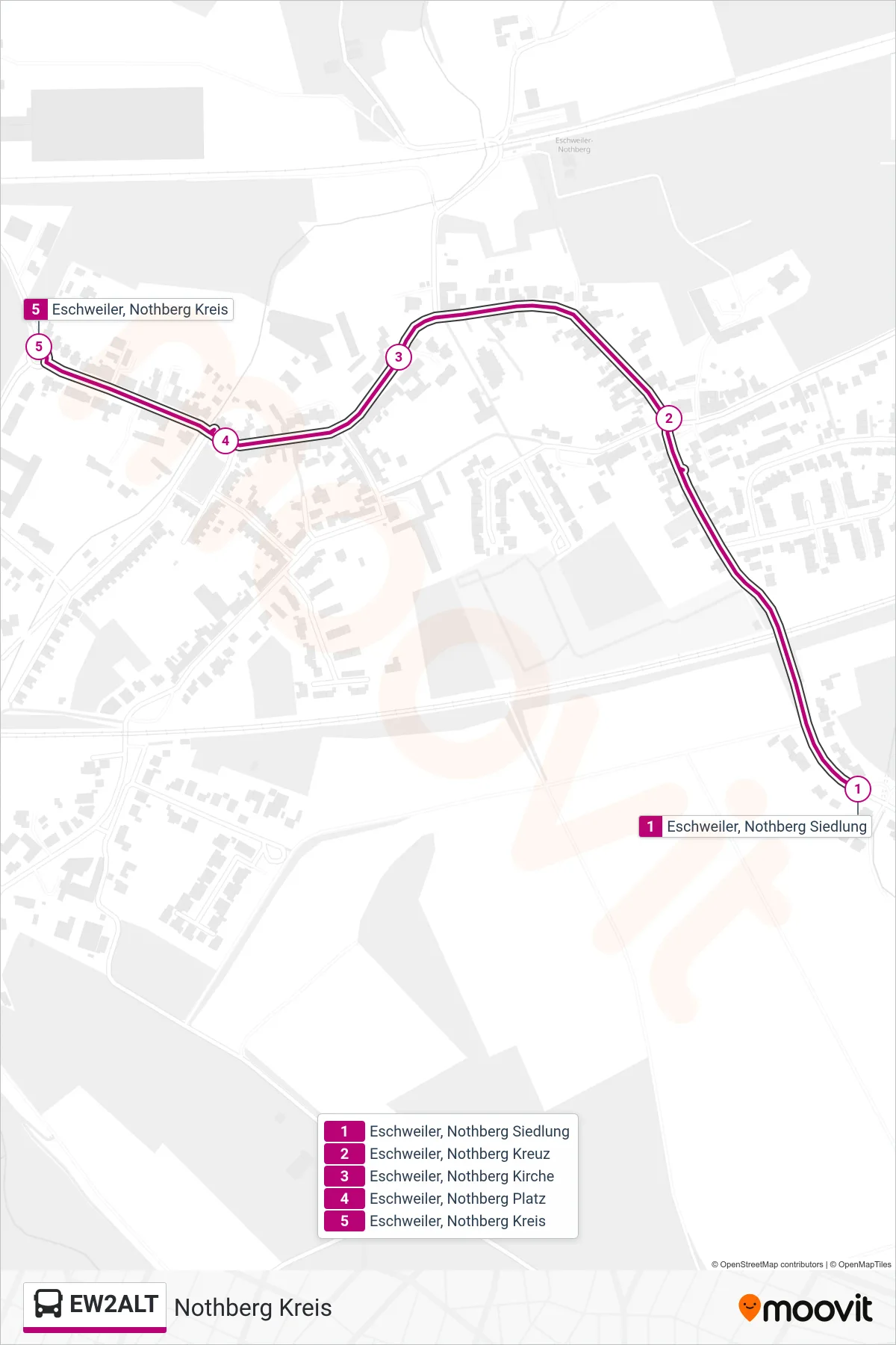 Linie EW2ALT (Bus) Richtung Nothberg Kreis: Route und Haltestellen auf der Karte
