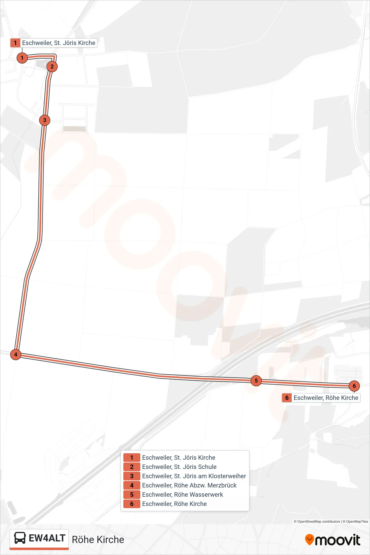 Linie EW4ALT (Bus) Richtung Röhe Kirche: Route und Haltestellen auf der Karte