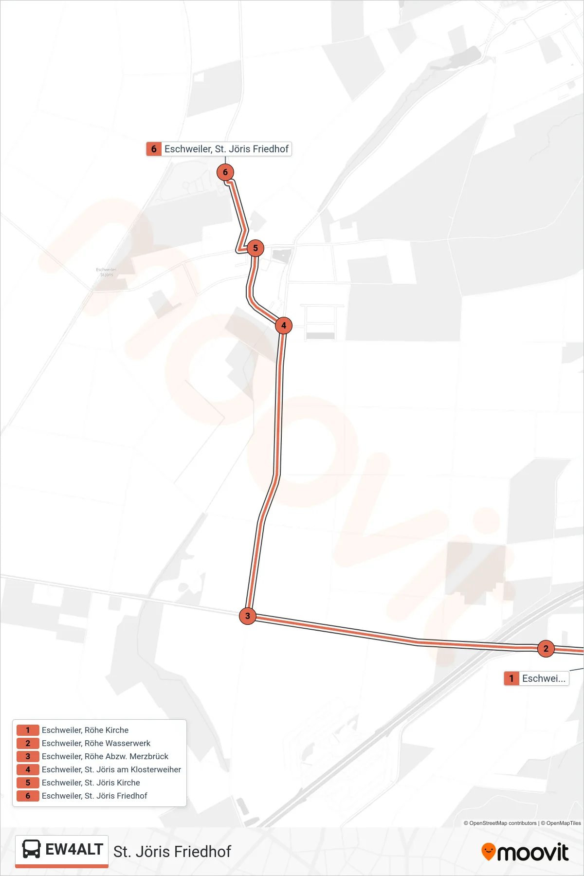 Linie EW4ALT (Bus) Richtung St. Jöris Friedhof: Route und Haltestellen auf der Karte