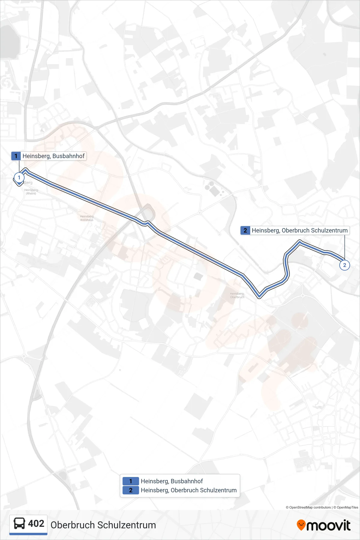 Linie 402 (Bus) Richtung Oberbruch Schulzentrum: Route und Haltestellen auf der Karte