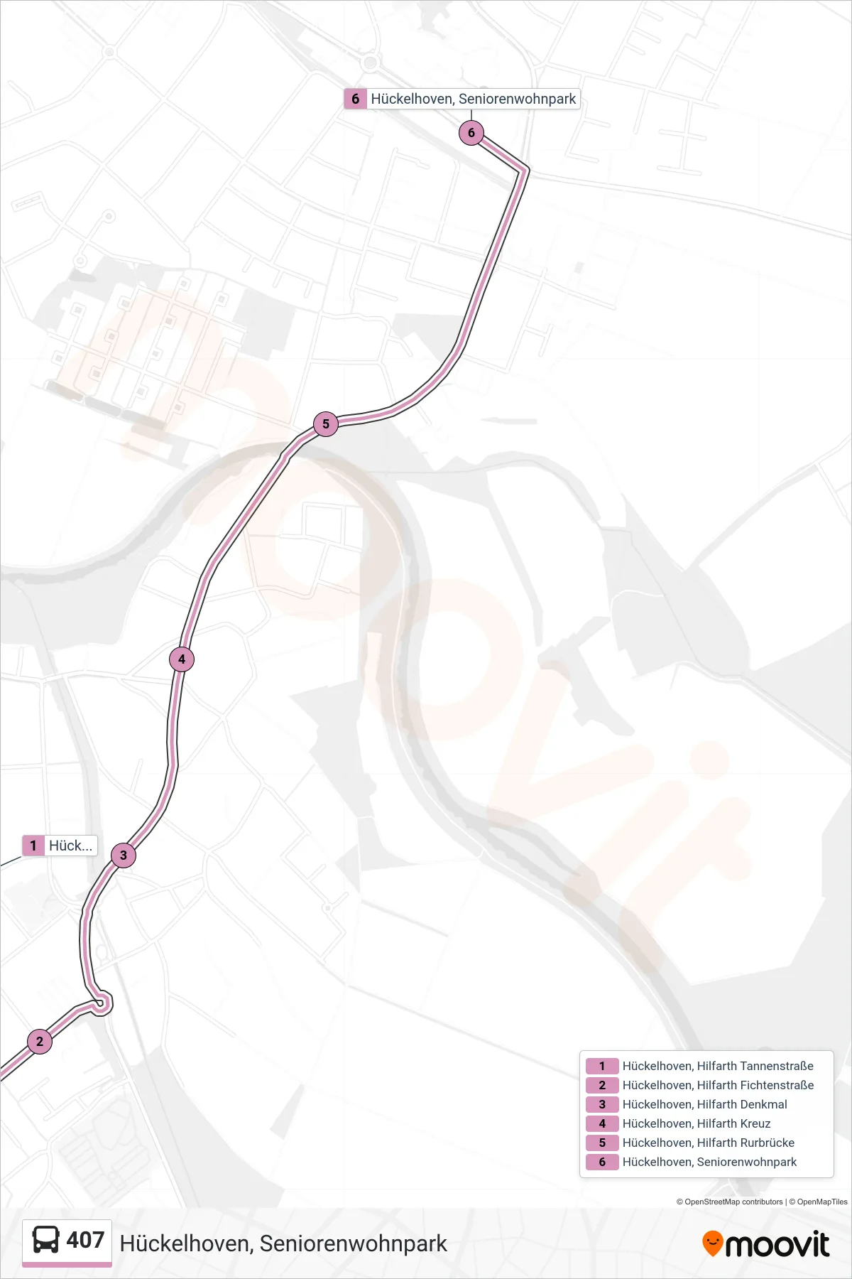 Linie 407 (Bus) Richtung Hückelhoven, Seniorenwohnpark: Route und Haltestellen auf der Karte