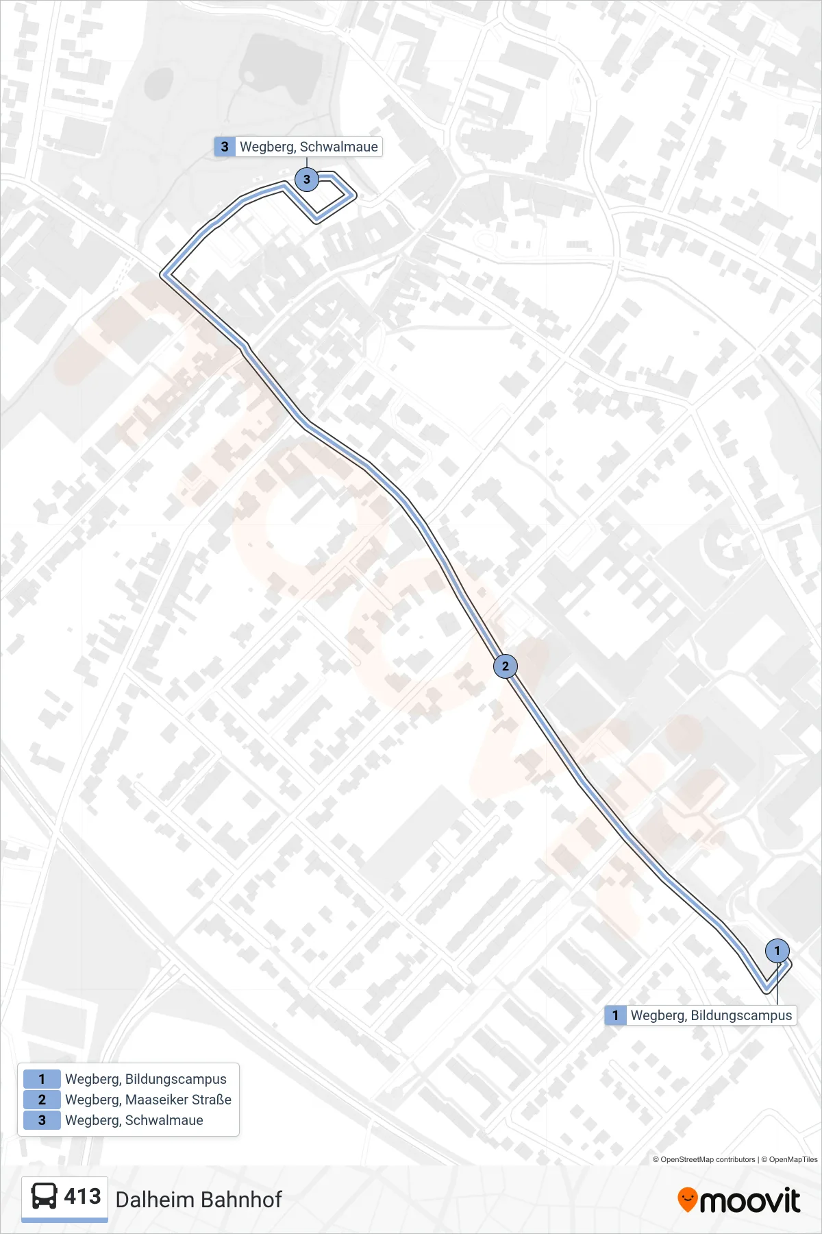 Linie 413 (Bus) Richtung Dalheim Bahnhof: Route und Haltestellen auf der Karte