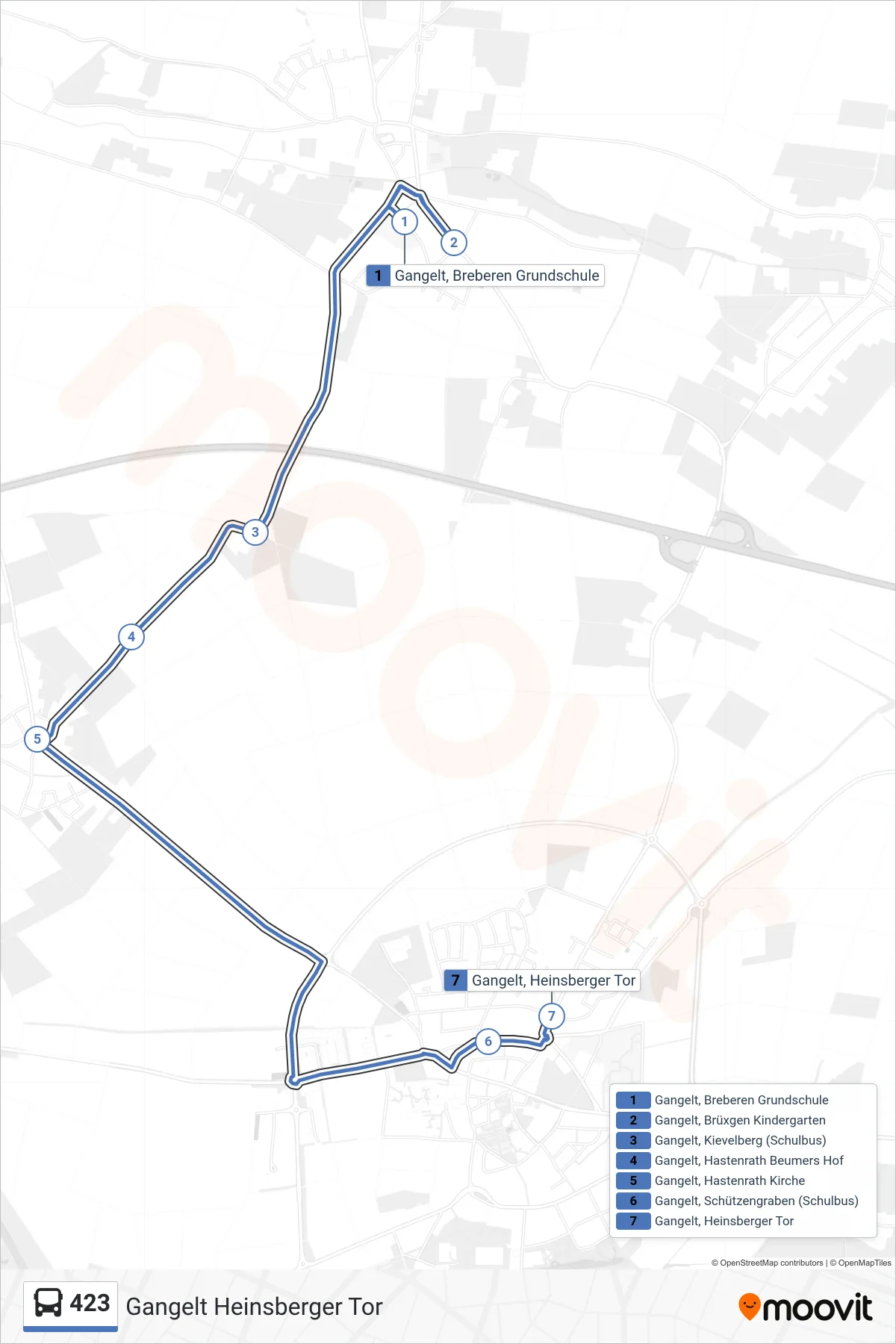 Linie 423 (Bus) Richtung Gangelt Heinsberger Tor: Route und Haltestellen auf der Karte